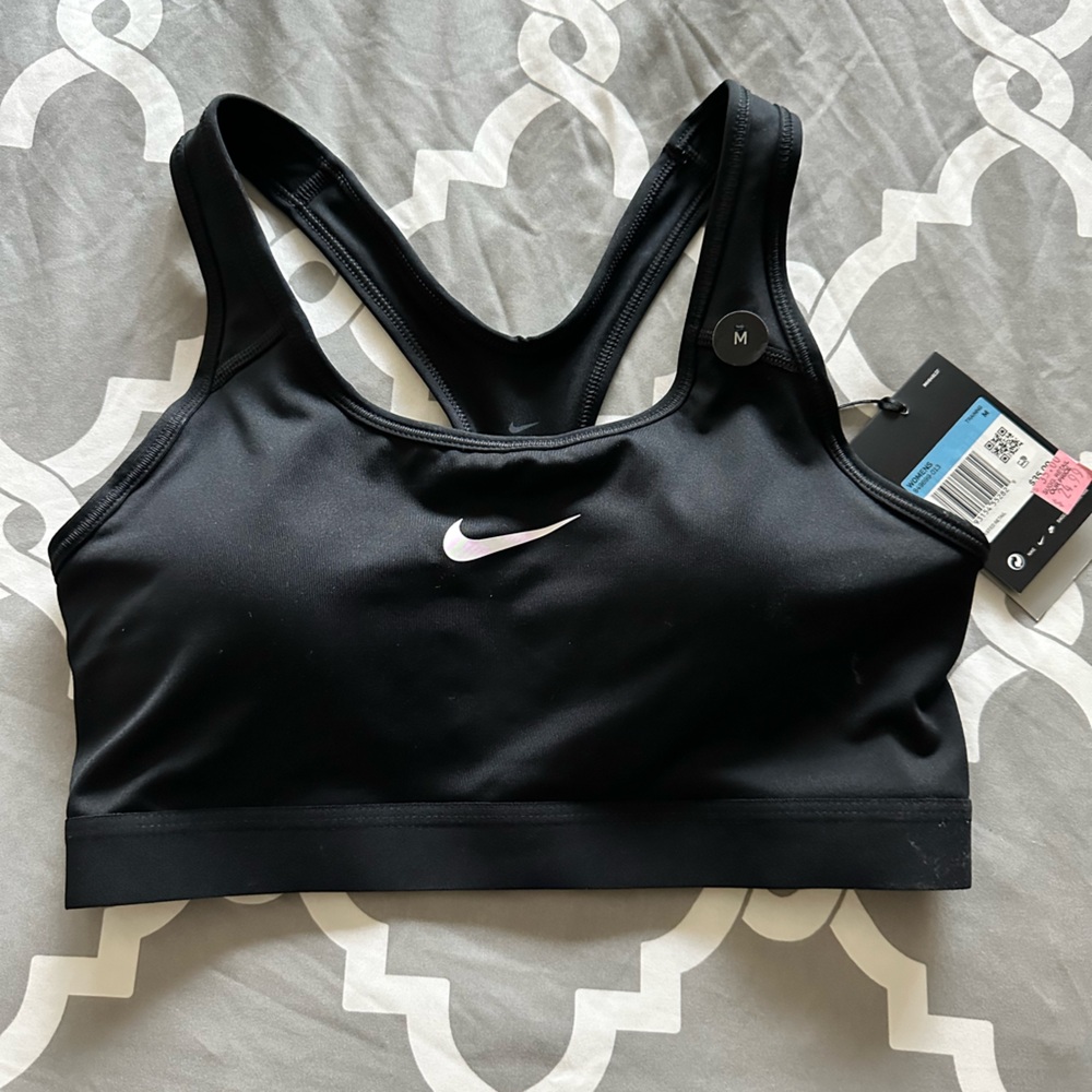 Nike Black Racerback Sports Bra with Moisture-Wicking Fabric